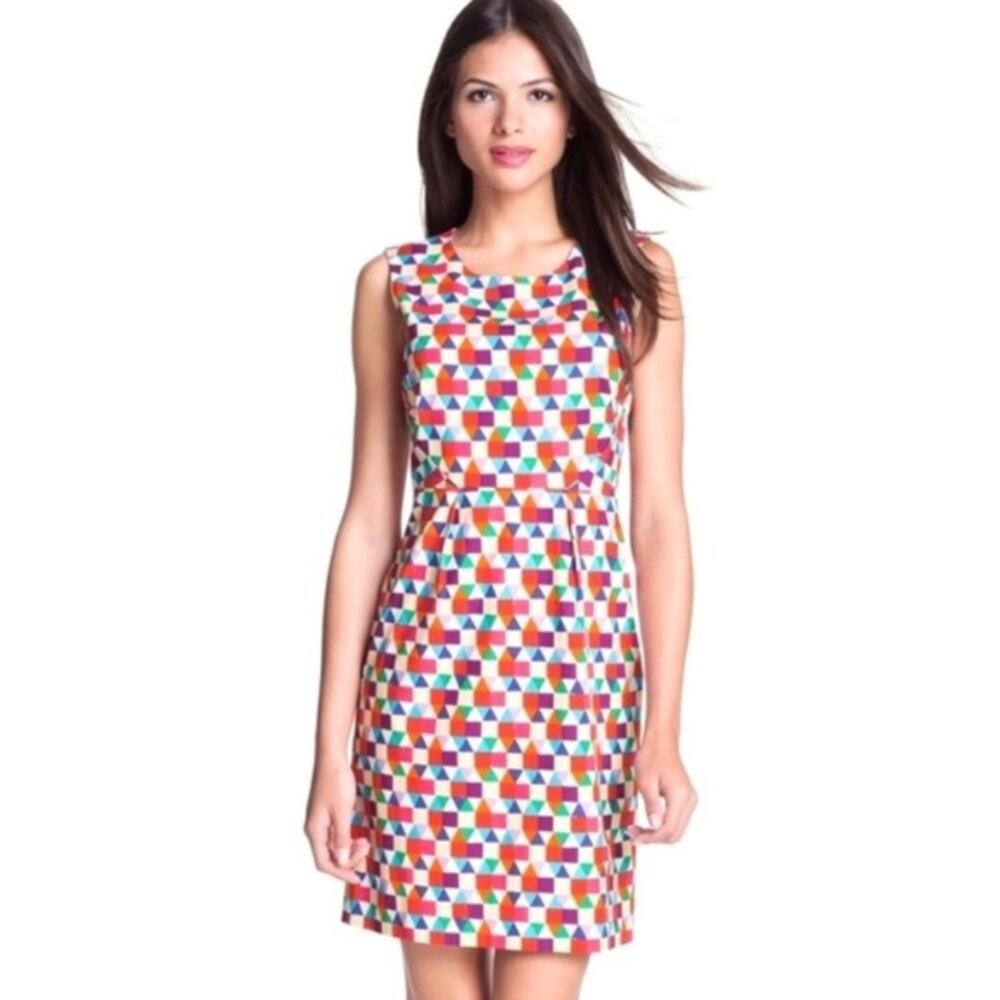 Kate Spade New York Abbey Colorful Geometric Print Dress Silk Blend size 12